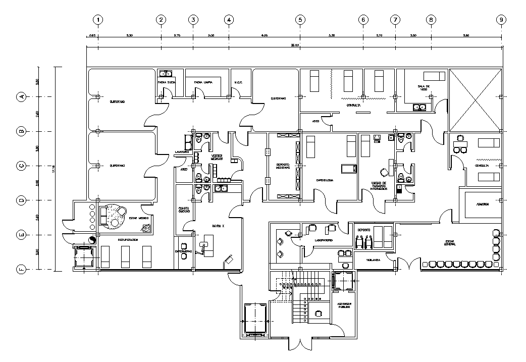 35x18m Hospitals First Floor Plan Is Given In This Autocad Drawing Model Download Now Cadbull 0133