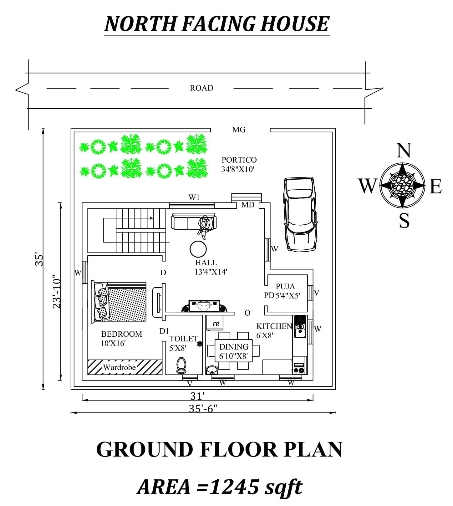 35 x35 Fully Furnished Wonderful Duplex House Ground Floor Single BHK 