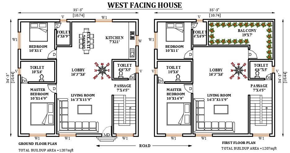 35-x35-west-facing-house-plan-is-given-in-this-autocad-drawing-file-download-the-autocad