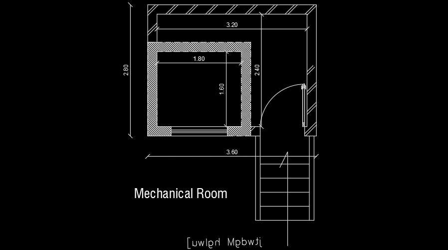 3600x2800mm Mechanical Room Plan AutoCAD Drawing Cadbull