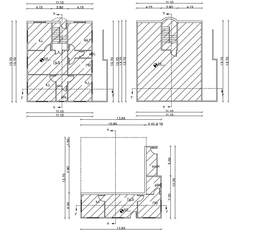 36 X 44 Feet Autocad House Plan Design Cadbull