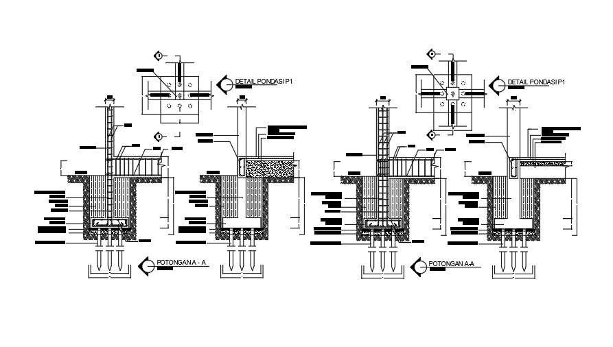 36x11m ware house detailed foundation drawings - Cadbull