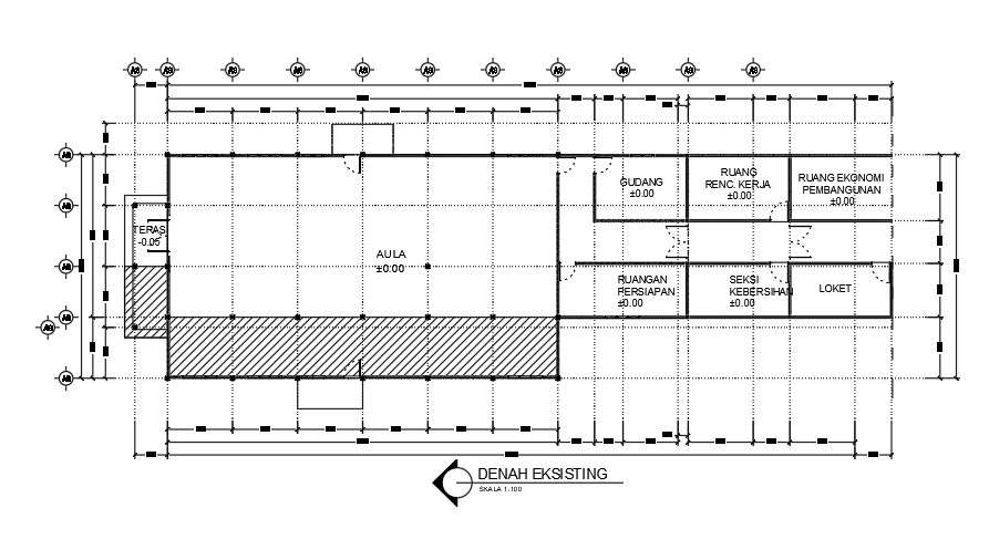 36x11m ware house existing plan is given in this CAD file - Cadbull