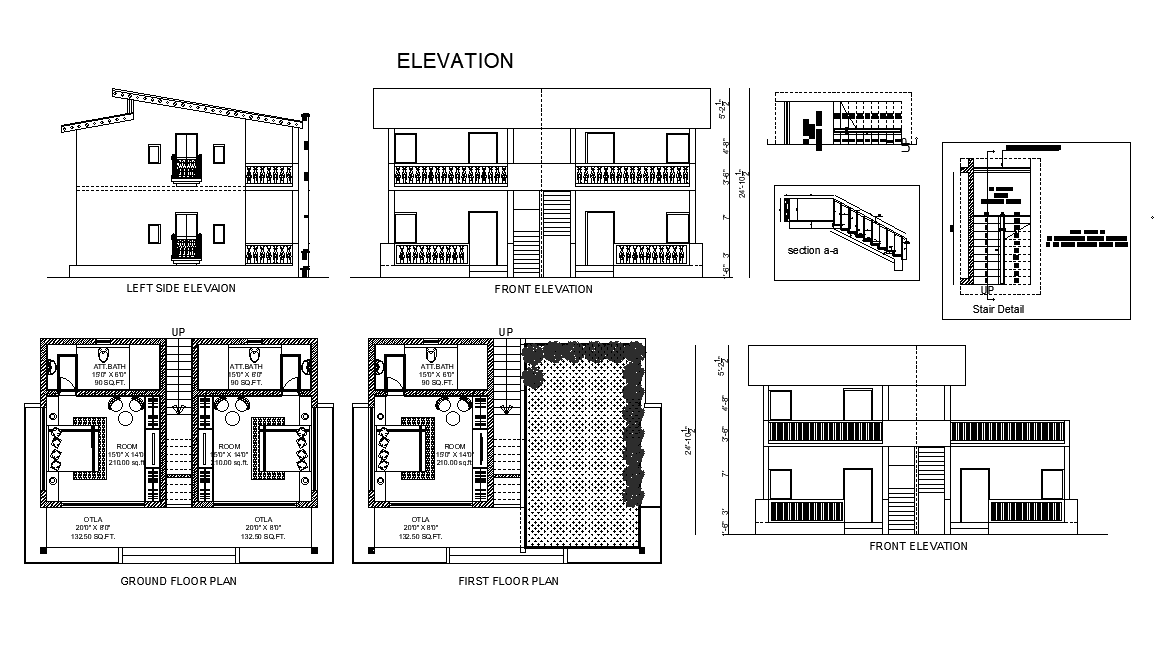 37’x22’ double cottage plan is given in this Autocad drawing file ...