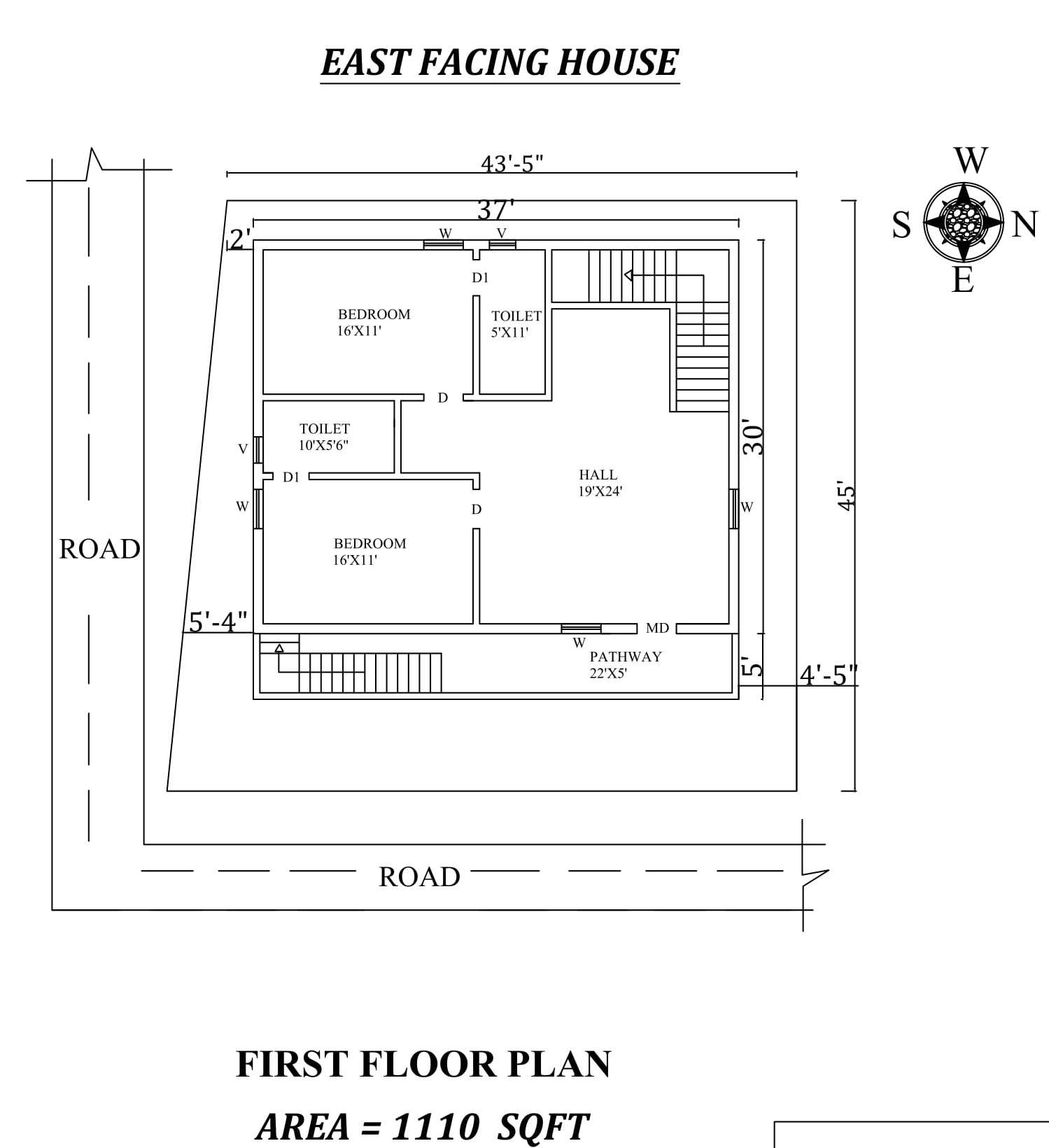 37 x30 East Facing First Floor House Plan As Per Vastu Shastra Autocad DWG And Pdf File