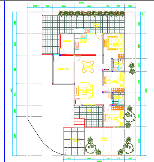 37x44 feet residential house plan site layout AutoCAD drawing - Cadbull