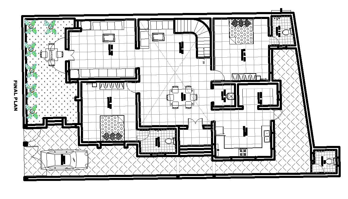 38x60 Ground Floor Plan Of Bungalow House Is Given In This 2d Autocad Dwg Drawing File