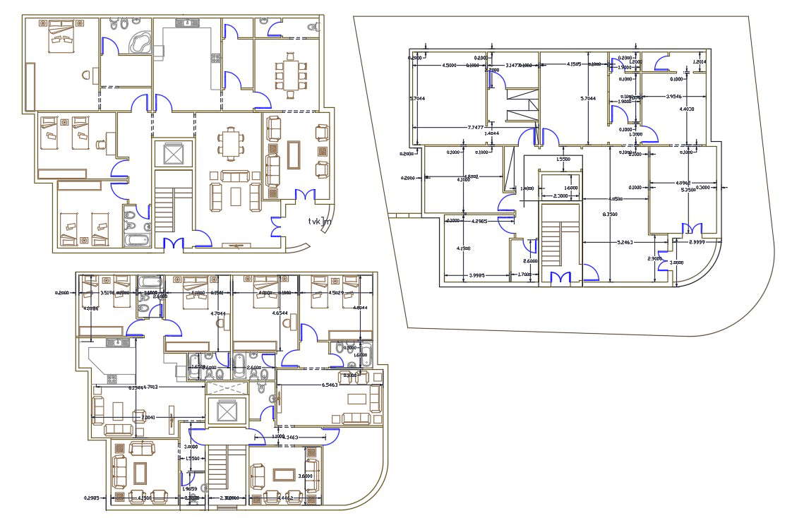 Bhk House Plan Dwg Cadbull