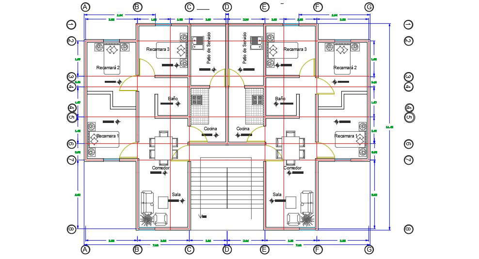 3BHK Flat Floor Plan With Furniture Lay out CAD File - Cadbull