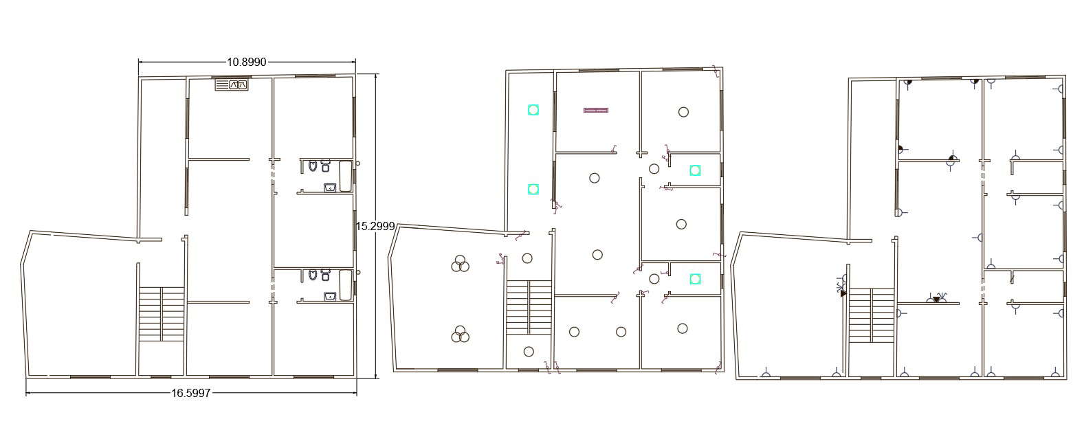 3 BHK Apartment Electrical Layout Plan Design - Cadbull