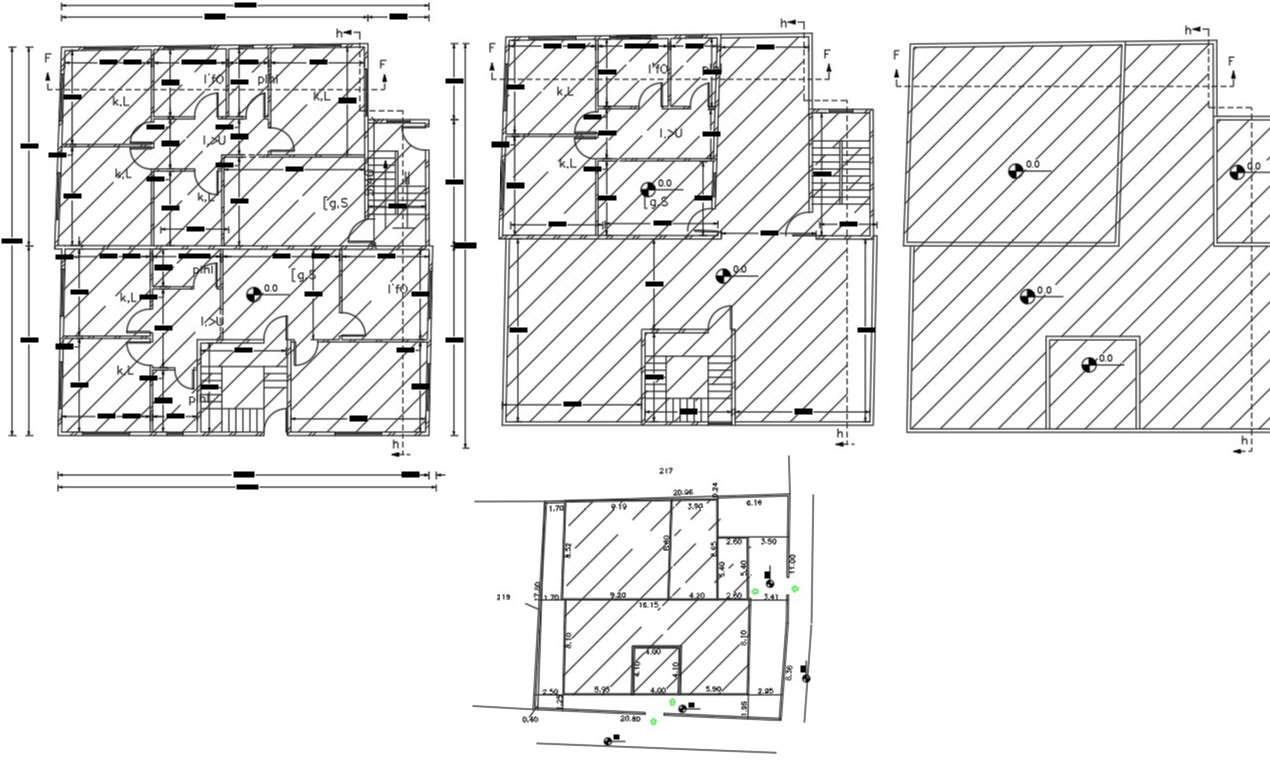 3 Bhk Apartment House Floor Plan Autocad Hatching Design Cadbull