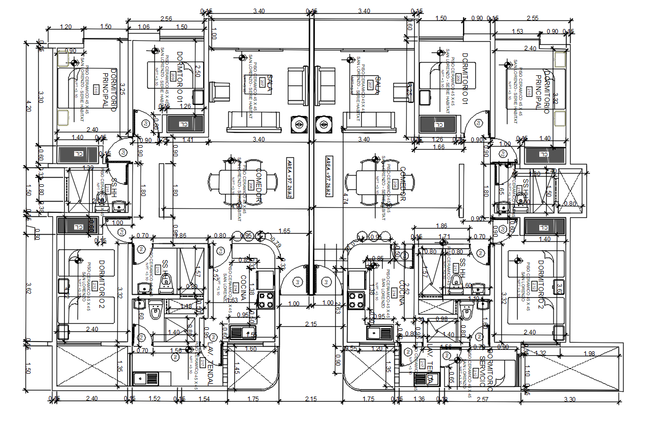 3 BHK Apartment House Layout plan AutoCAD Drawing DOwnload DWG File ...