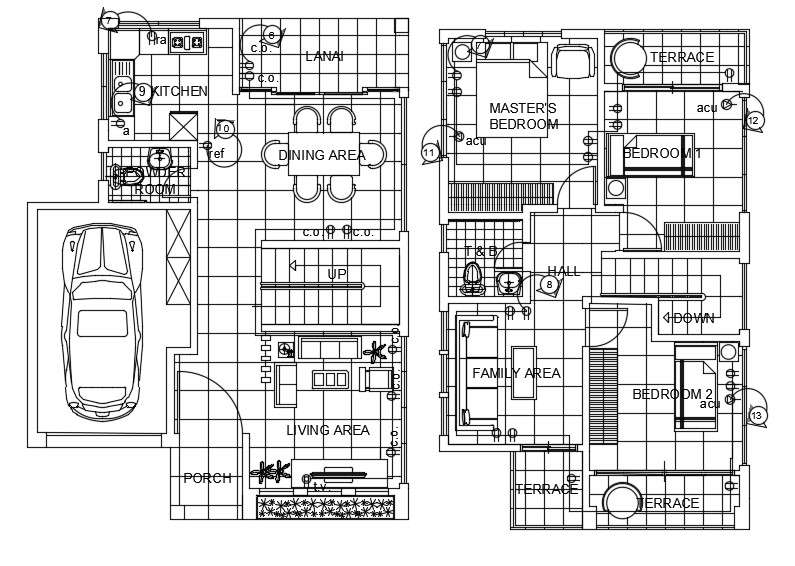 3 Bhk Car Parking House Flooring Layout Plan Drawing Dwg File Cadbull 1601