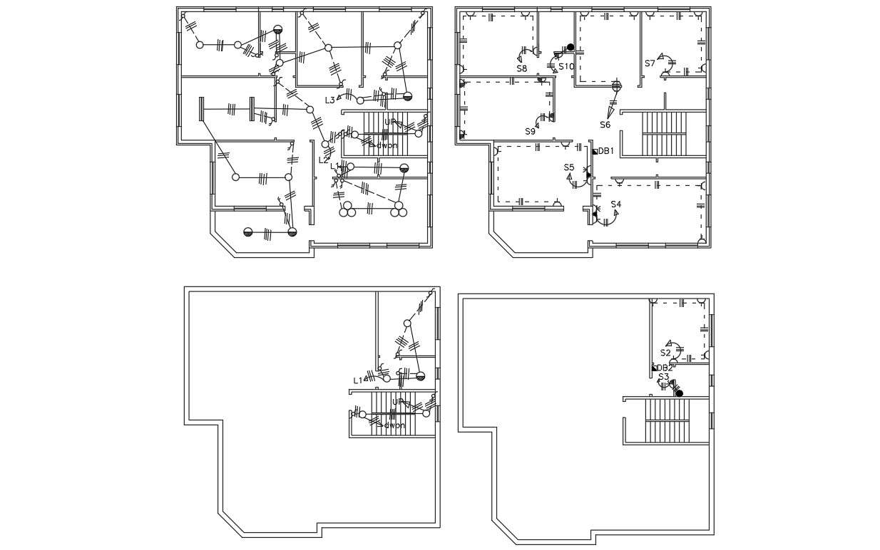 3 BHK House Electrical Layout Plan Design - Cadbull