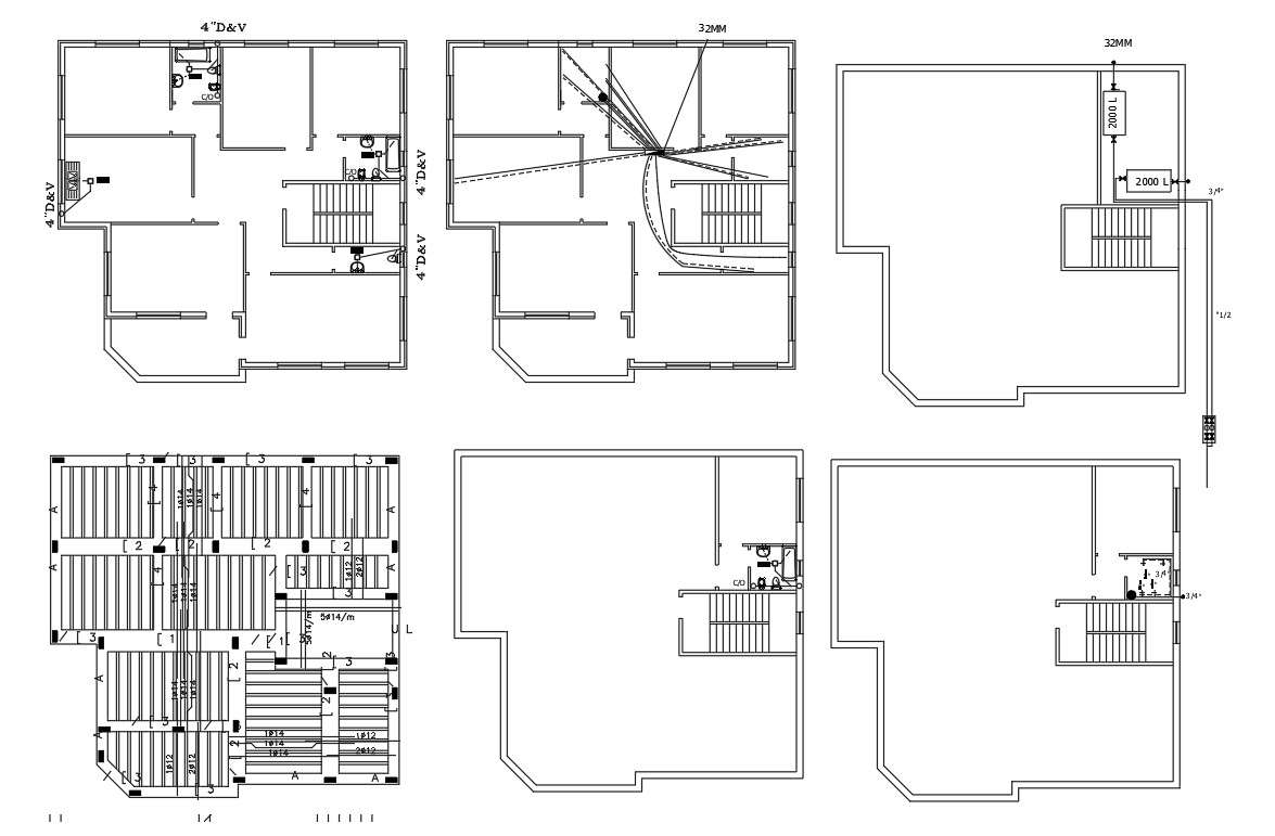 3 BHK House Floor Plan DWG File - Cadbull