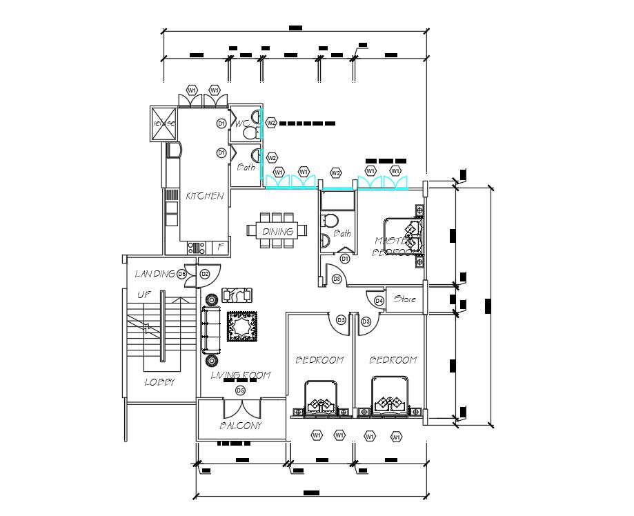 Bhk Simple House Layout Plan With Dimension In Autocad File Cadbull My Xxx Hot Girl