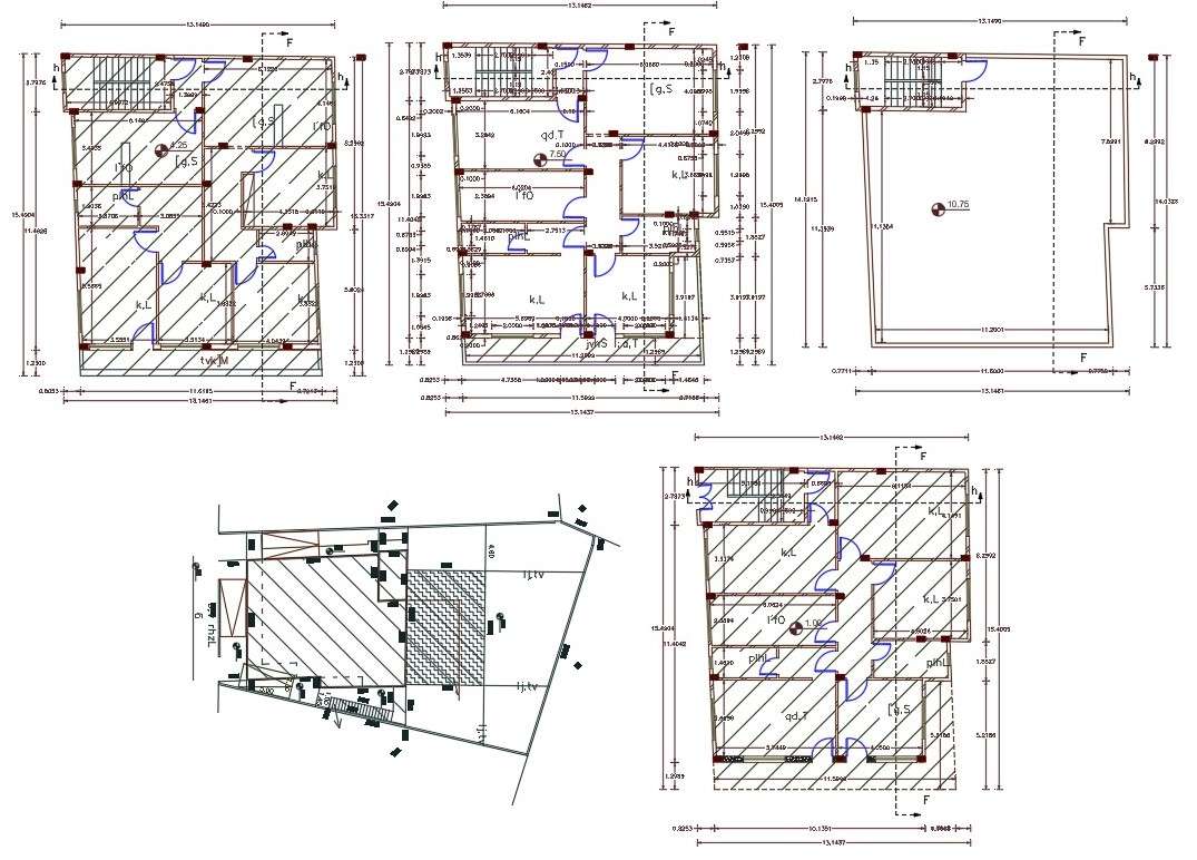  3 BHK House Plan AutoCAD File  Plot Size 210 Square Yards 