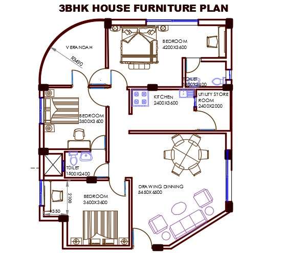Bhk House Layout Plan Autocad Drawing Dwg File Cadbull Designinte Com