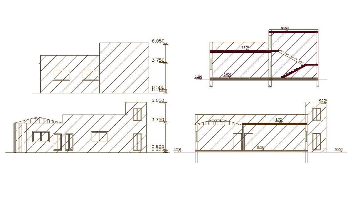 3 BHK Single Storey House Building Design DWG File - Cadbull