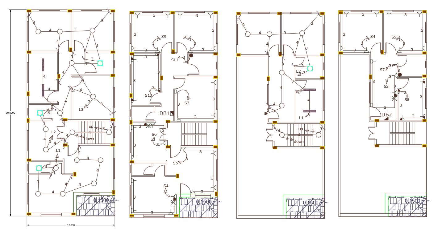 3 Bedroom House Electrical Layout Plan Dwg File Cadbull