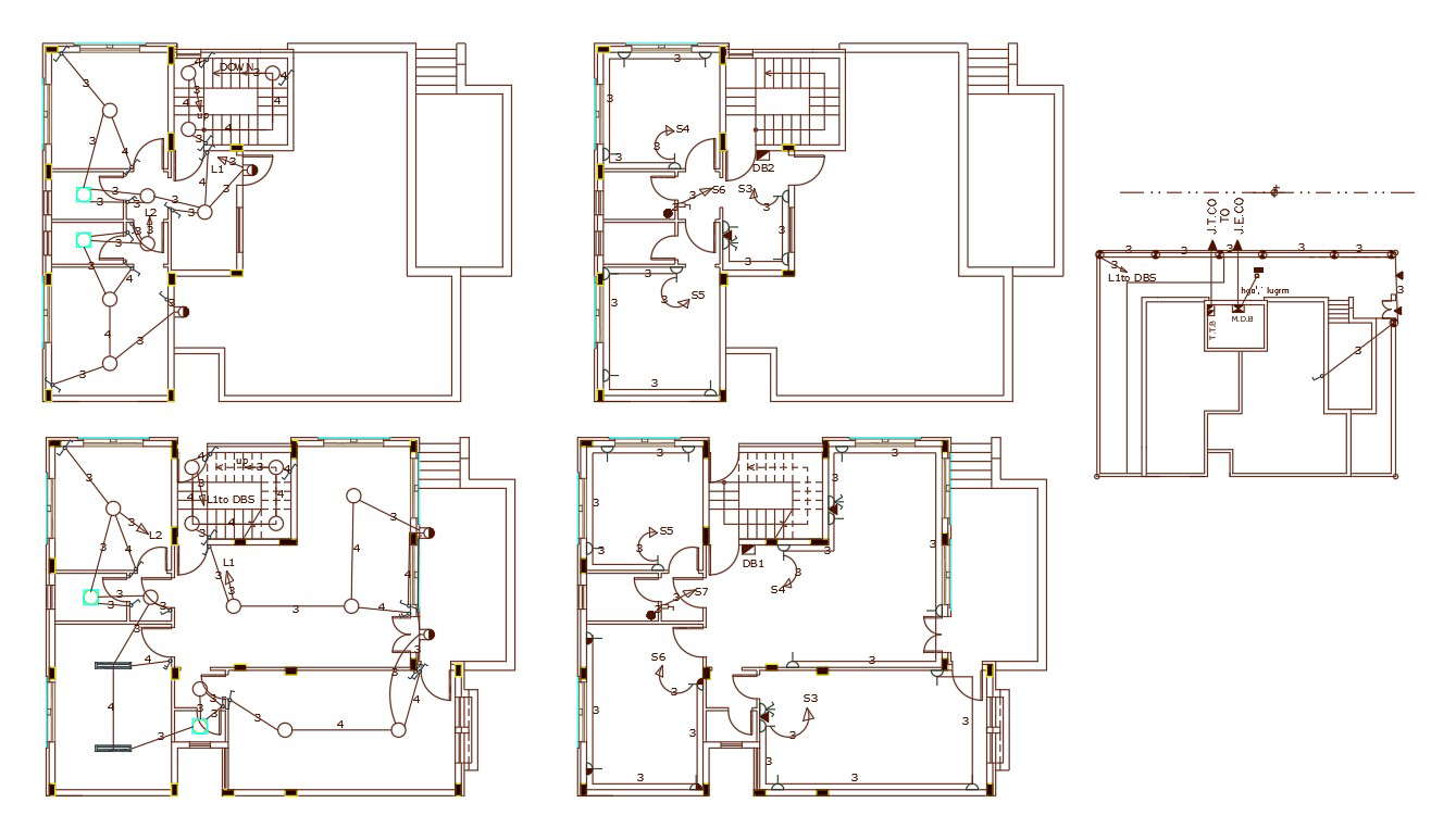 3 Bedroom House Electrical Plan Design DWG File Cadbull