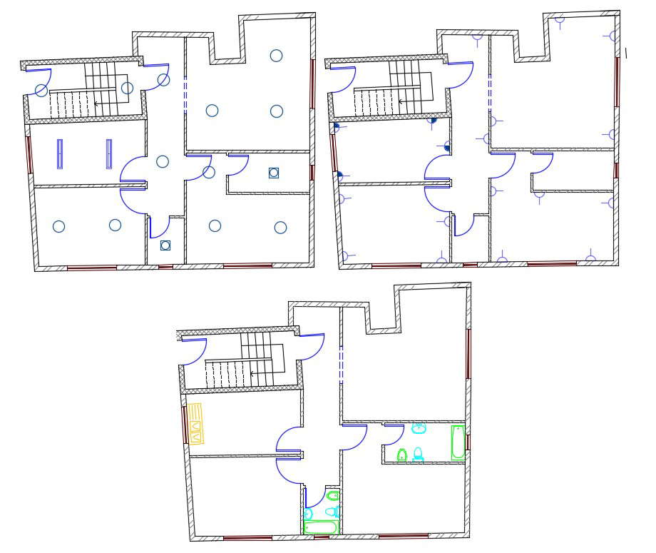 3 Bedroom House Wiring Plan AutoCAD File Cadbull