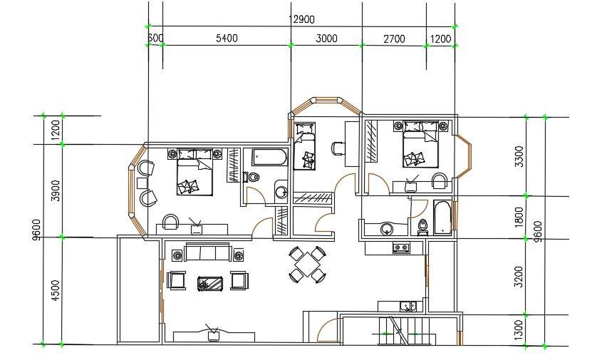 3 Bedroom Modern  House  Plans  Drawing AutoCAD  File  Cadbull