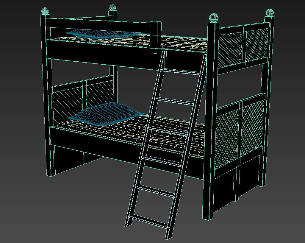 3D Bunk Bed For Kids MAX File - Cadbull