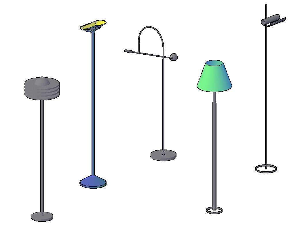 3D Drawing Different Types Of Street Light Pole In AutoCAD File - Cadbull