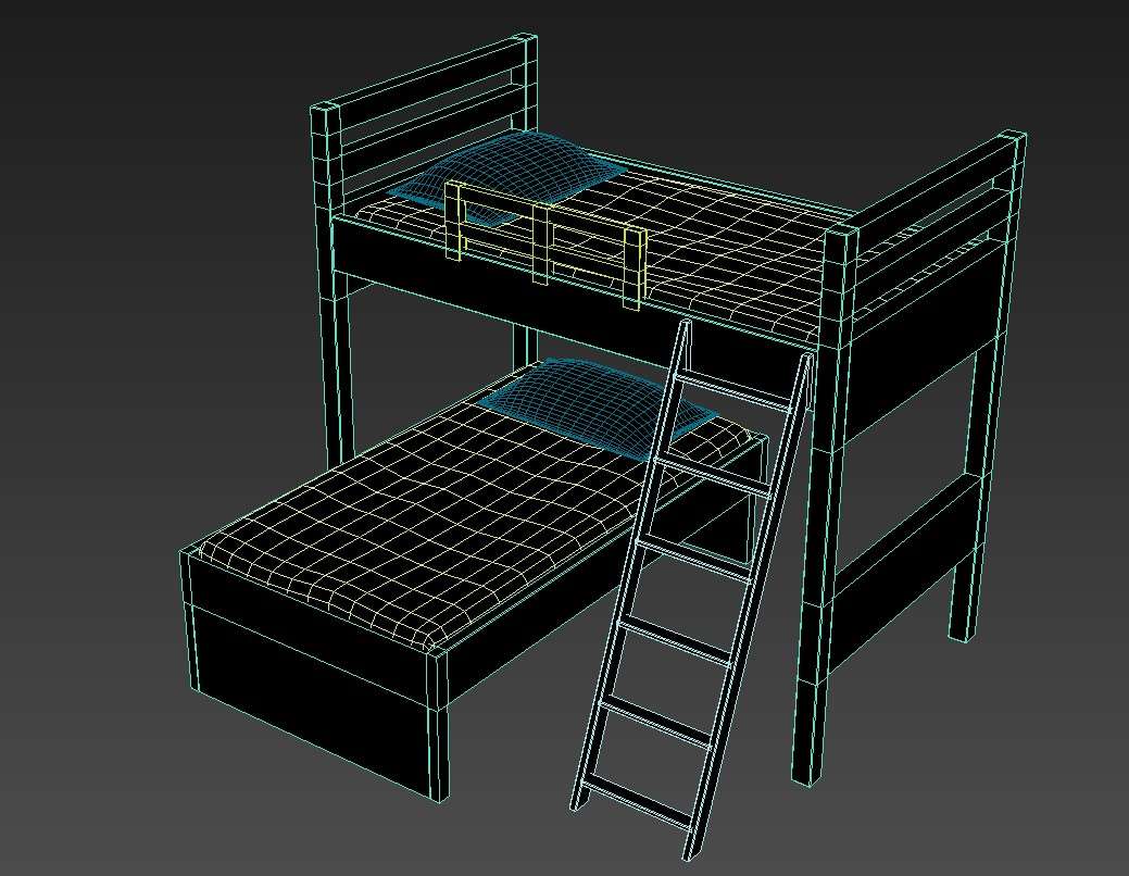 3d Loft Bunk Bed For Kind Bedroom Max, Bunk Bed Block