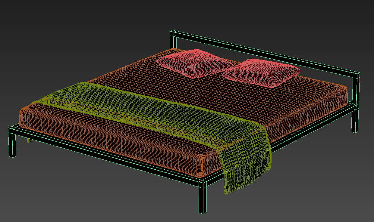 3D Simple Double Bed Isometric Elevation Design - Cadbull