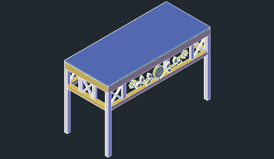 3D drawing of center table in dwg file Cadbull