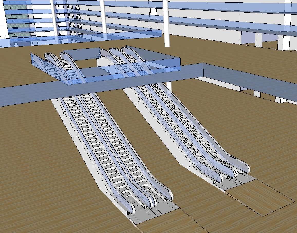 3D drawing of escalator Cadbull
