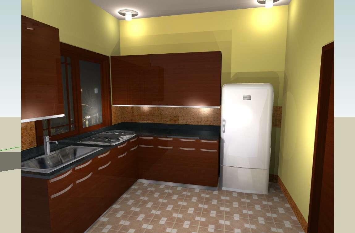 3D drawing of the kitchen - Cadbull
