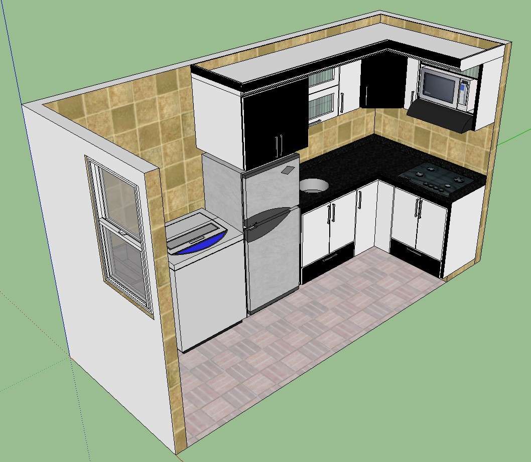 sketchup kitchen design with hand