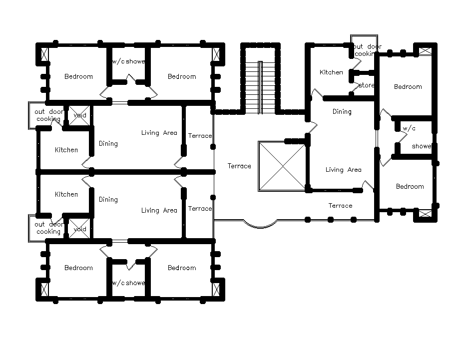 3 Houses with 2BHK plans are given in this Autocad drawing file ...