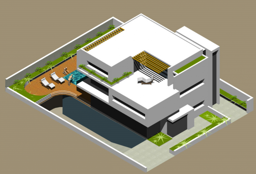 3 D model house plan - Cadbull