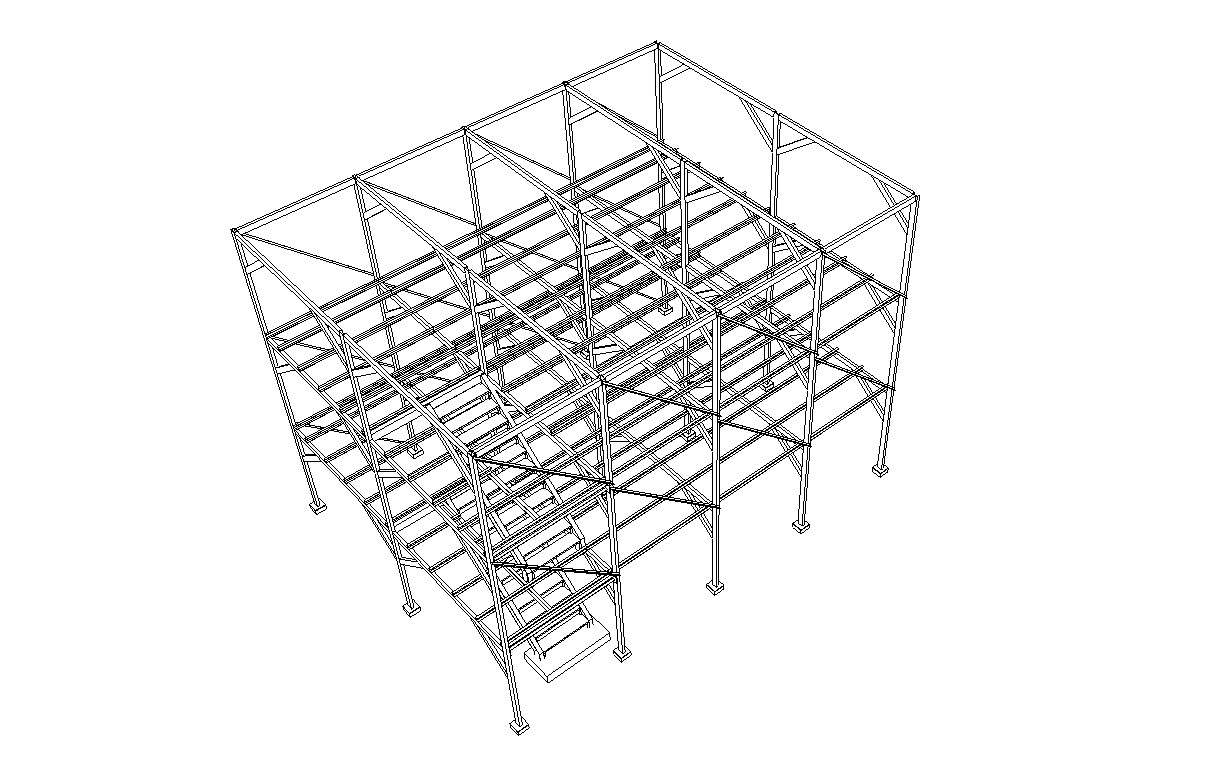 3d Isometric Structure View - Cadbull