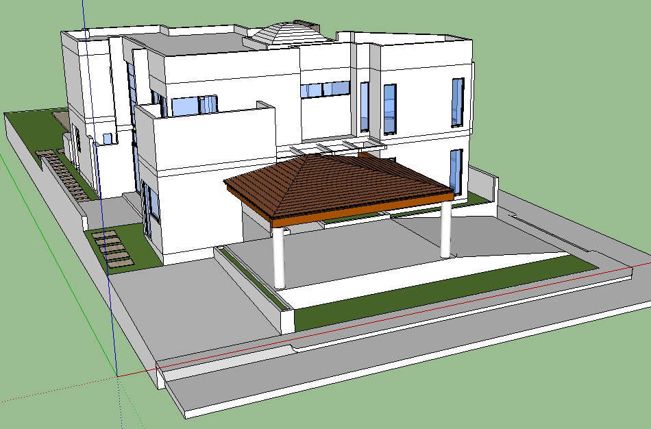 3d Modern White Bungalow Design Sketch Up File - Cadbull