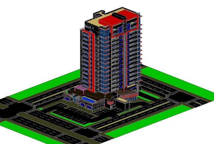 3d design of multi-story administrative building dwg file - Cadbull