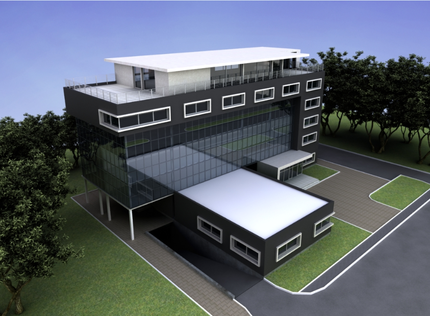 3d design of top view of multi-level office building dwg file - Cadbull