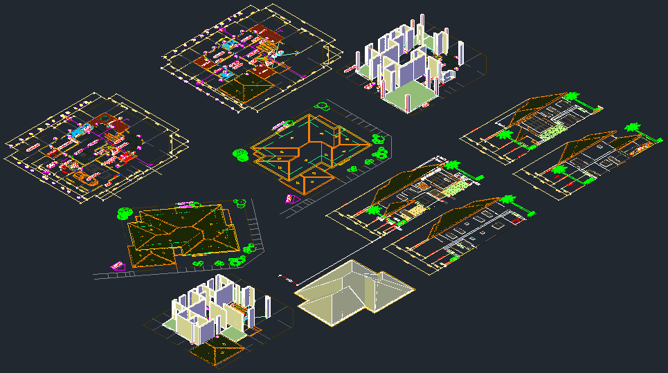 3d-house-plan-with-elevation-and-section-in-autocad-cadbull