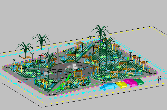 3d theme park landscaping details dwg file - Cadbull