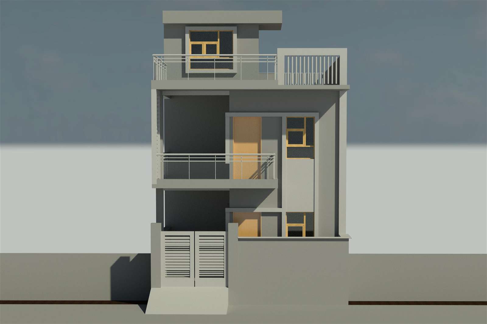 3d House elevation design Revit file. Download this drawing Revit file