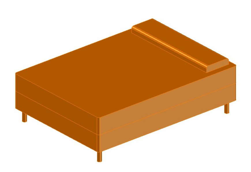 3d Cad Furniture Block Of Double Bed Layout File In Autocad Format