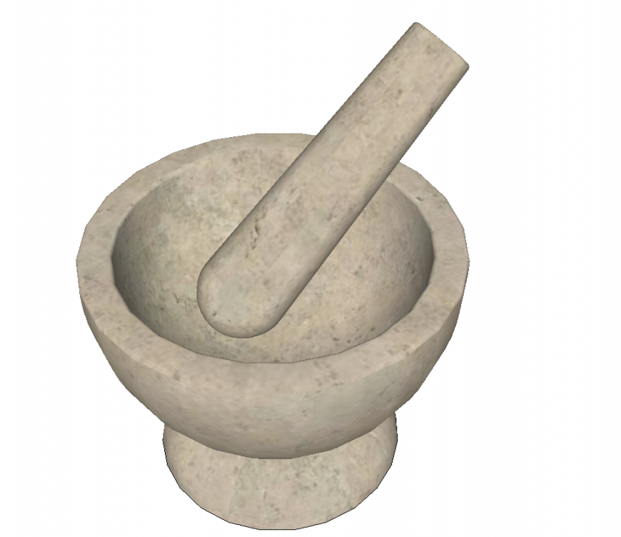 3d drawing of Pestle and mortar in skp file. - Cadbull