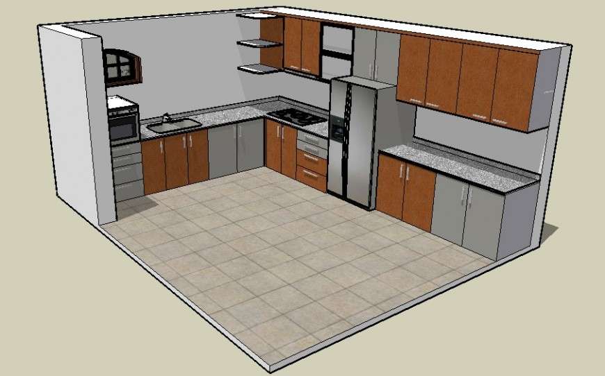 sketchup kitchen design with hand