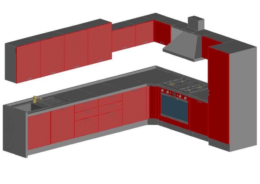 3d modular kitchen design dwg file - Cadbull