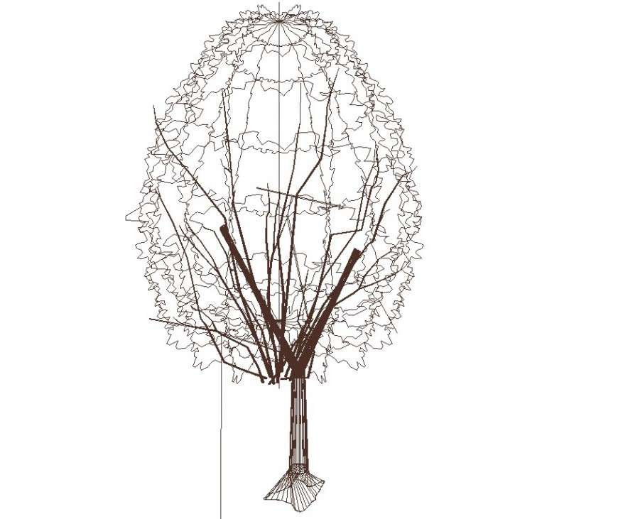 3d wireframe drawing of tree in dwg file. Cadbull