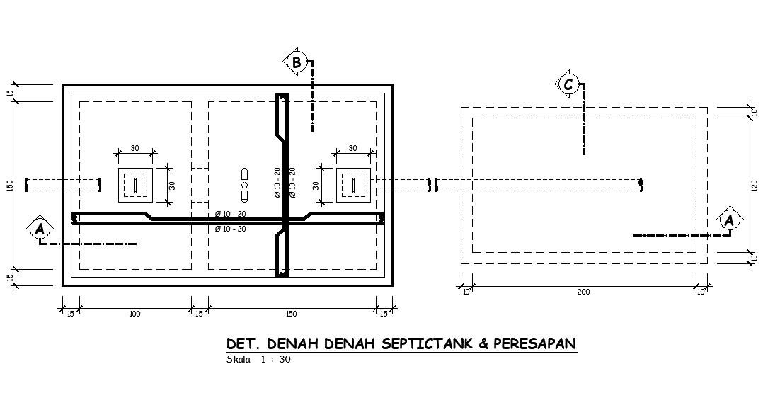 3x1.8m septic tank plan is given in this Autocad drawing file.Download ...